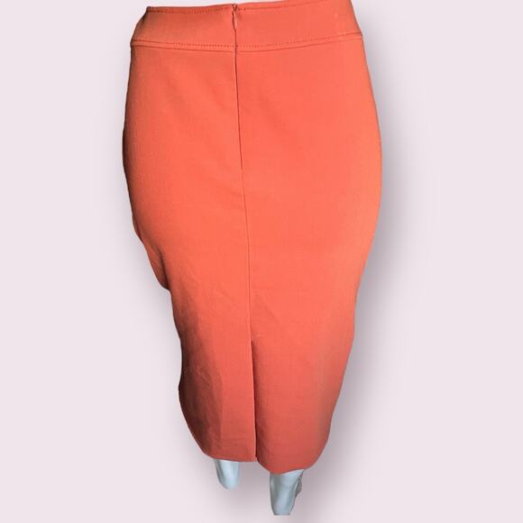 Piazza Sempione IT 48 US 8/10 Wool Fall Terracotta Orange Stretch Pencil Skirt - Picture 7 of 15